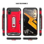 Wholesale iPhone X (Ten) Rugged Kickstand Armor Case with Card Slot (Silver)
